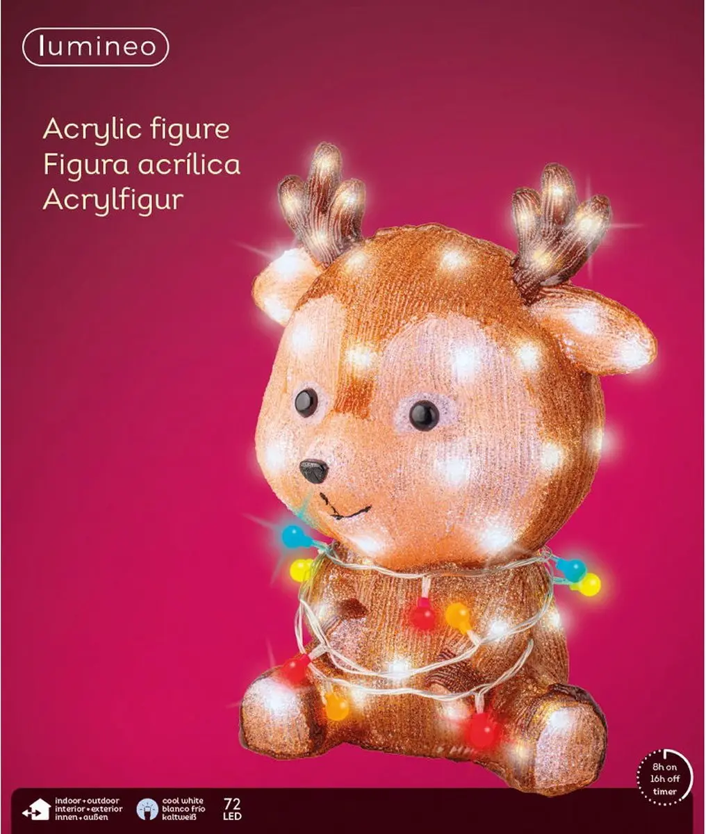 Lumineo Led Rendier Acryl - Multicolor - afbeelding 2 van 3