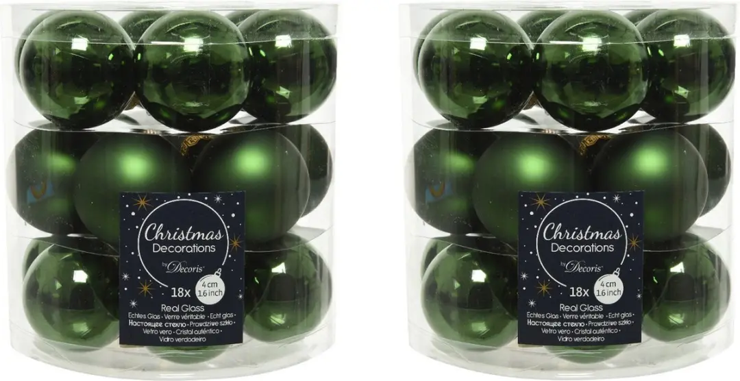 Decoris Kerstballen Donkergroen D4cm - 18 Stuks - afbeelding 2 van 4