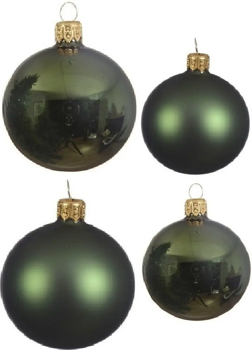 Compleet glazen kerstballen pakket donkergroen glans/mat 38x stuks