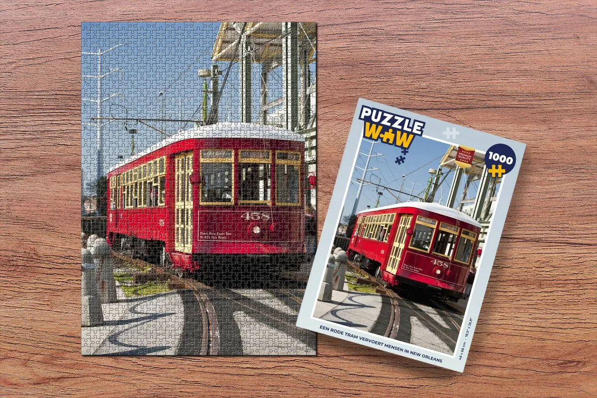 PuzzleWow Legpuzzel Een rode tram New Orleans 1000 Stuks - Multicolor