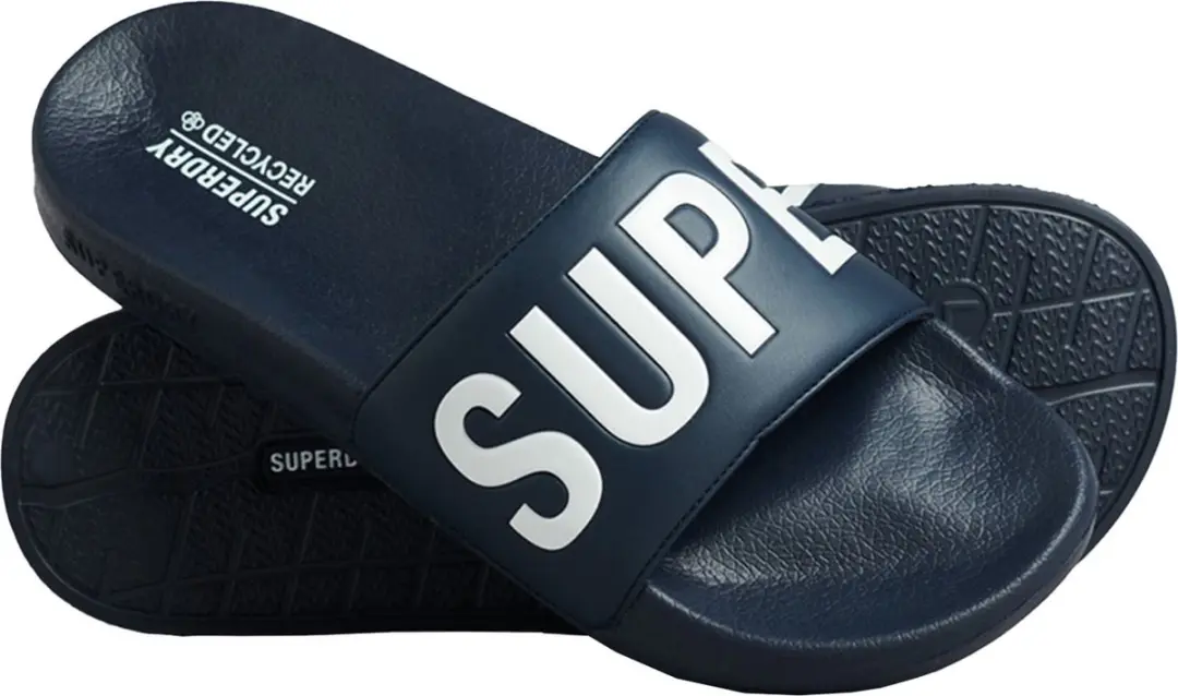 Superdry Code Core Vegan Pool Slide Heren Slippers - Donkerblauw/Wit - afbeelding 5 van 6