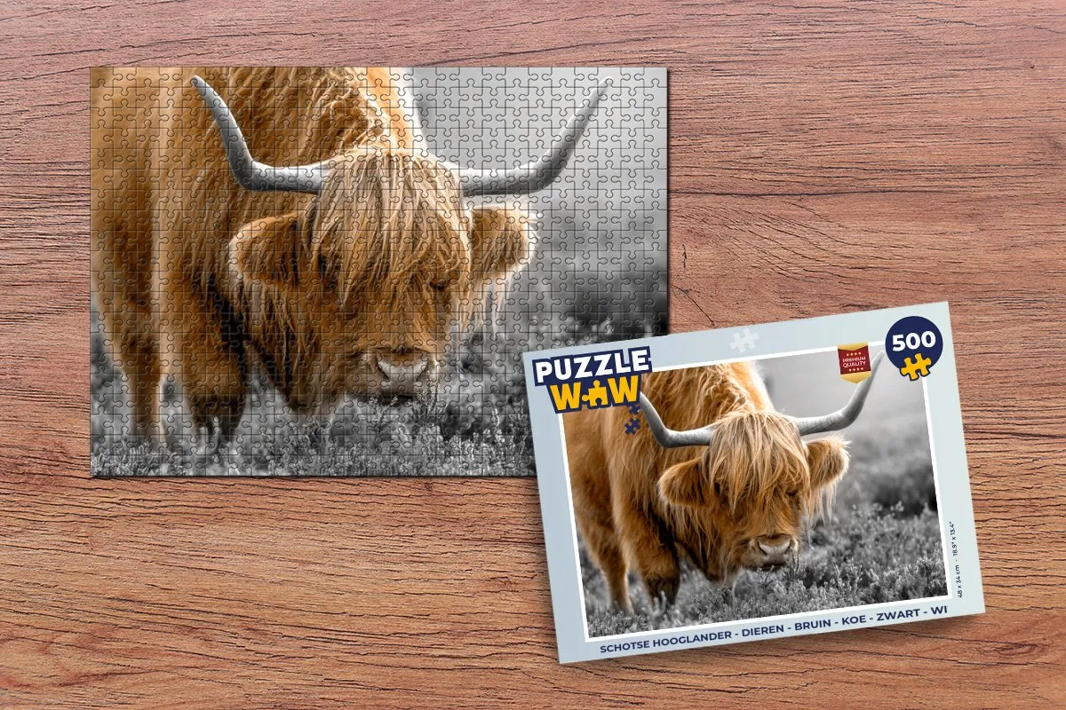 PuzzleWow Schotse Hooglander Legpuzzel 500 Stuks - Multicolor