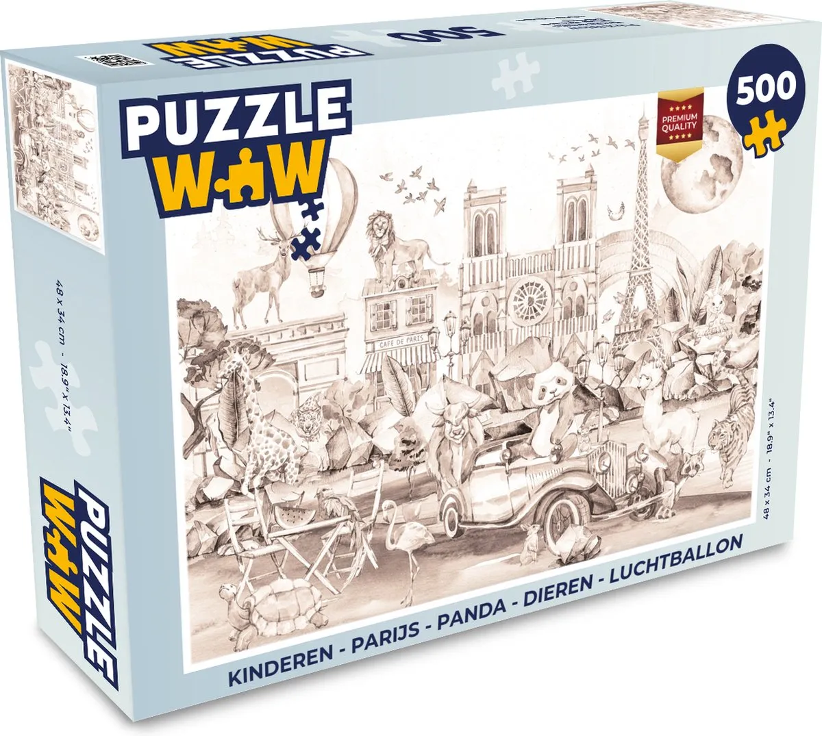 PuzzleWow Parijs Panda Legpuzzel 500 Stuks