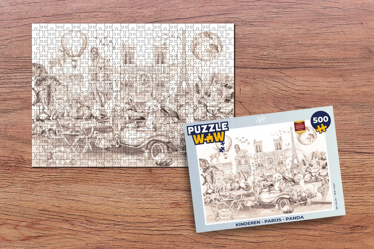 PuzzleWow Parijs Panda Legpuzzel 500 Stuks - Multicolor