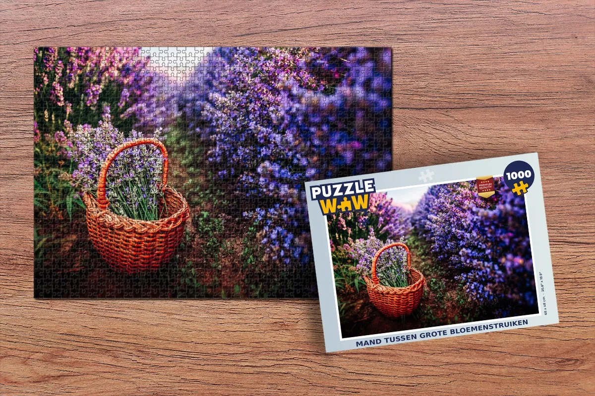 PuzzleWow Lavendel Buiten Mand Legpuzzel 1000 Stuks - Multicolor