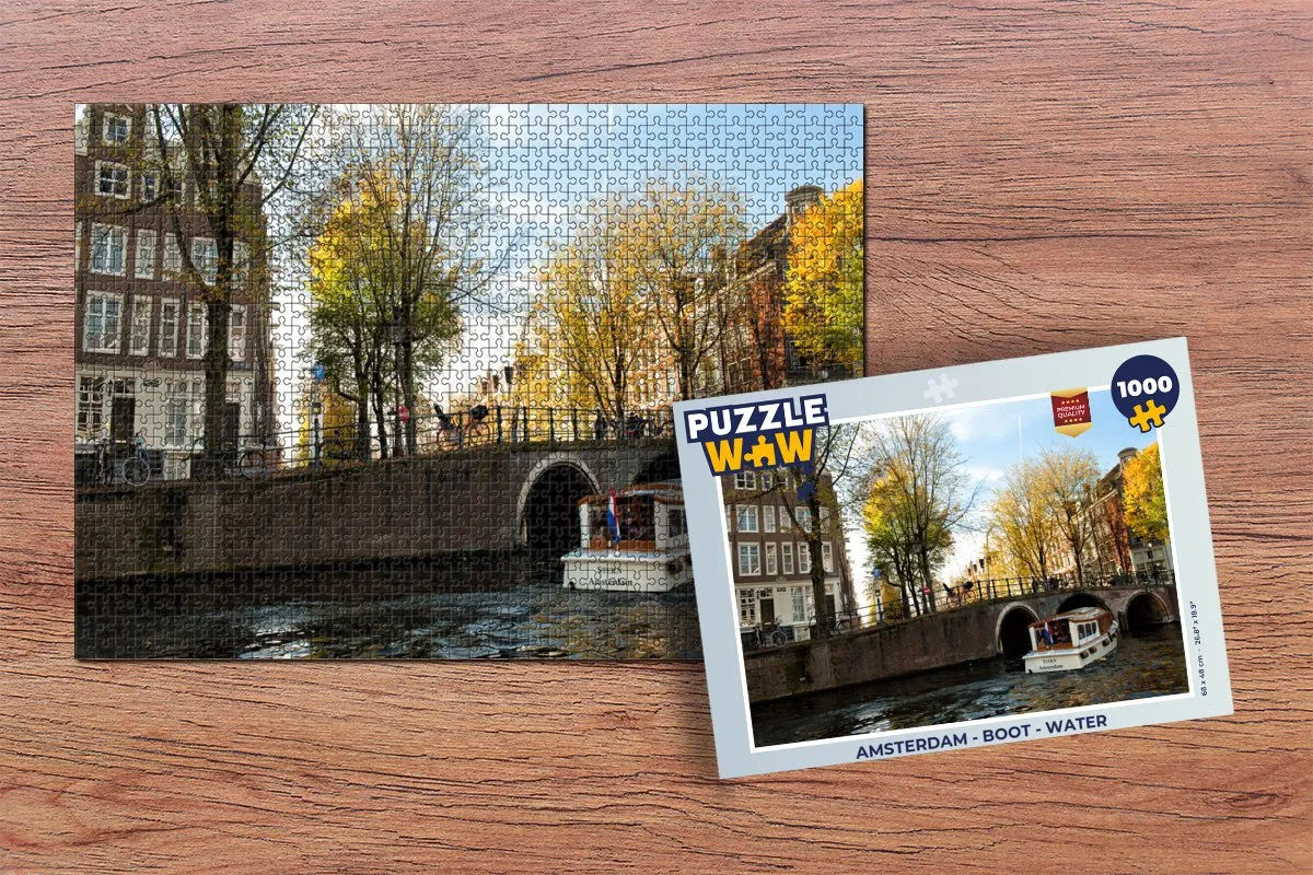 PuzzleWow Amsterdam Boot Water Legpuzzel 1000 Stuks - Multicolor