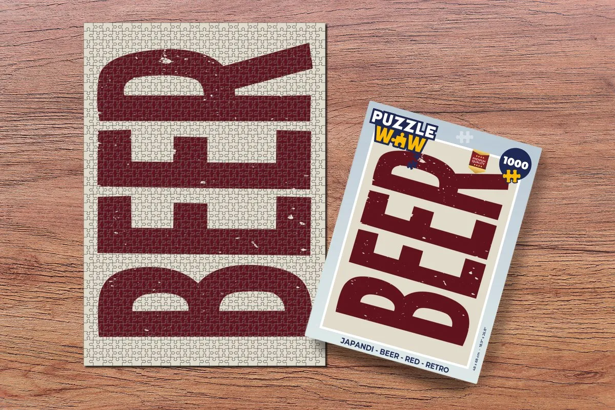 PuzzleWow Japandi Beer Legpuzzel 1000 Stuks - Rood