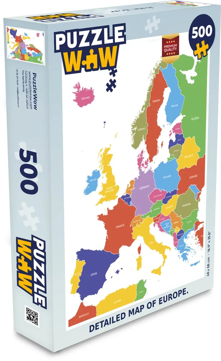 PuzzleWow Europa Legpuzzel 500 Stuks