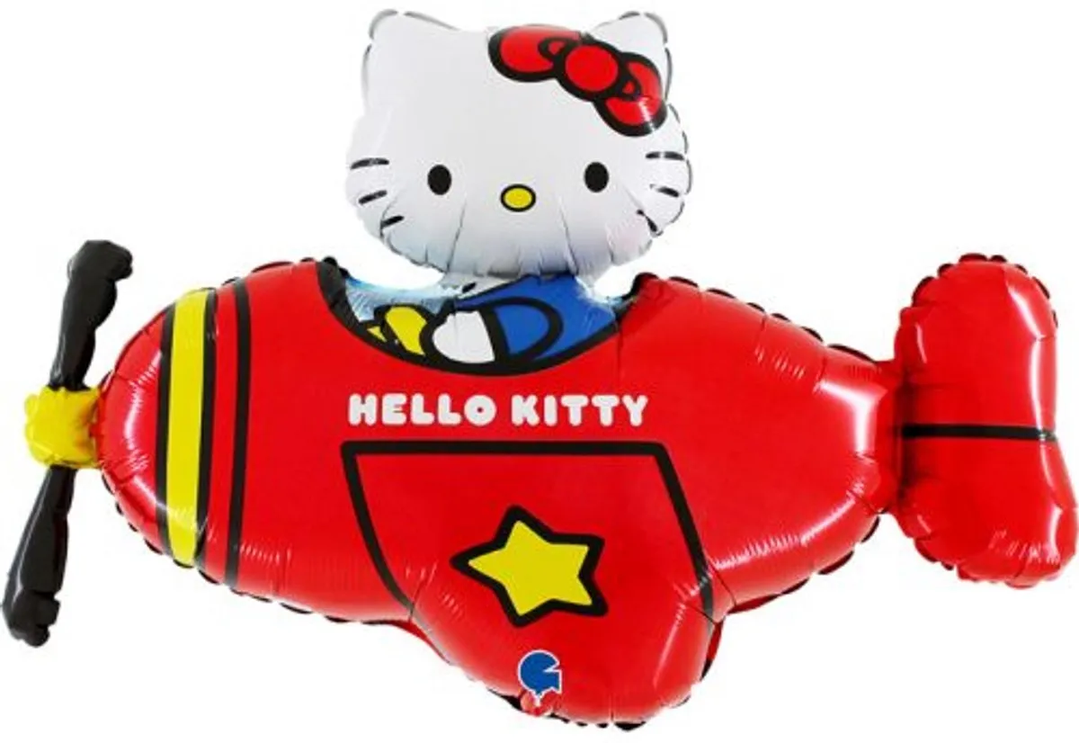 Hello Kitty Folieballon Vliegtuig 76cm