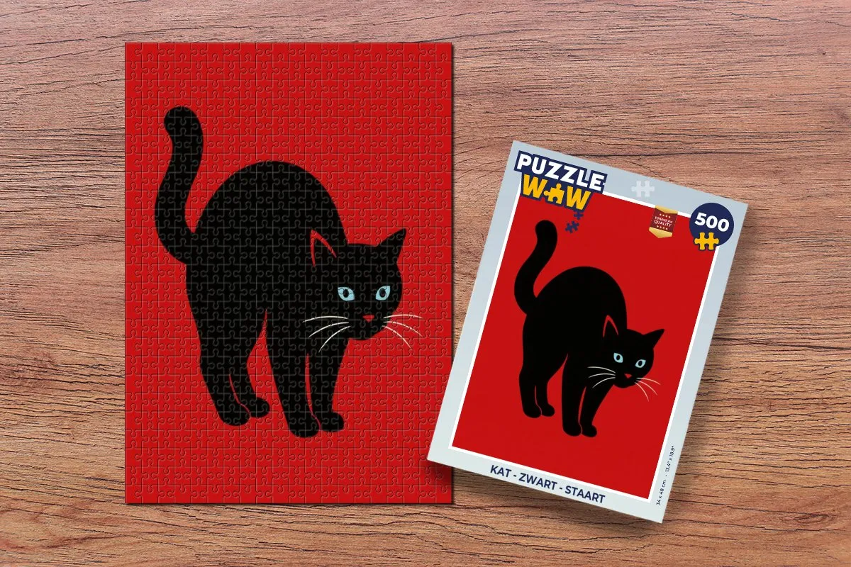 PuzzleWow Kat Puzzel 500 Stuks - Zwart/Rood