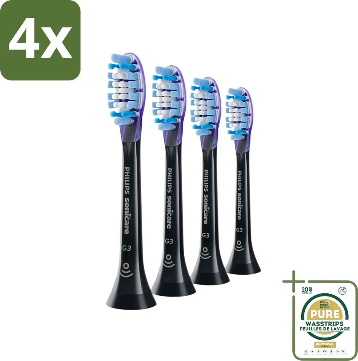 Philips Sonicare - Opzetborstels - G3 Premium Gum Care - Gezond Tandvlees - 4 opzetborstels - HX9054/33 - Voordeelverpakking - 4 stuks - Tandvleesgezondheid - Gevoelig tandvlees