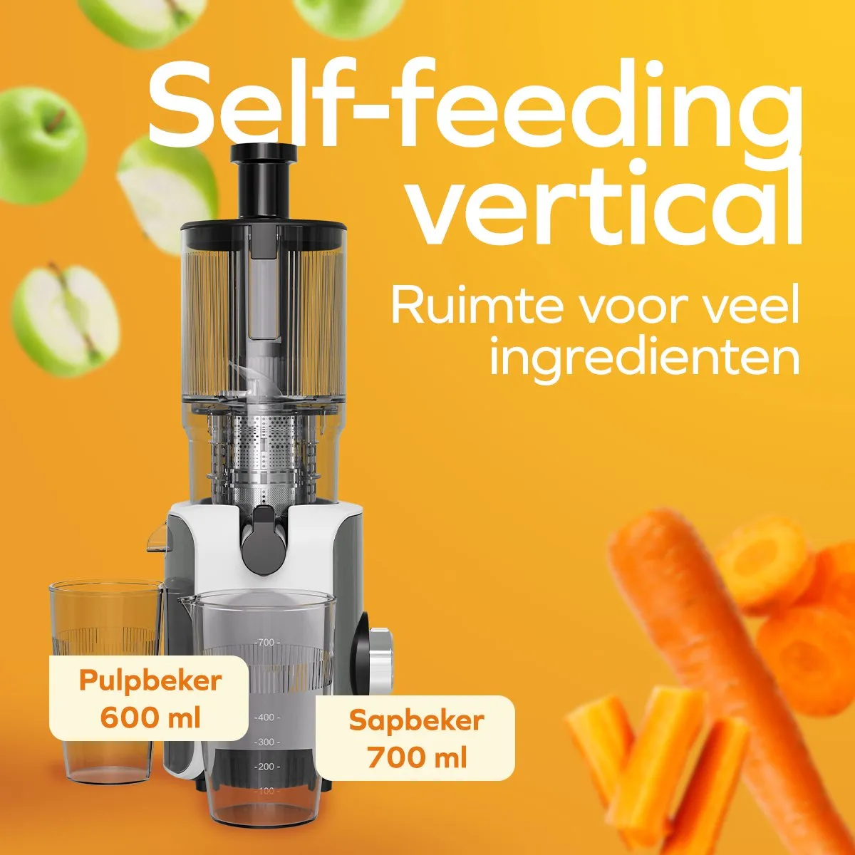 KitchenBrothers KB1004153 Slowjuicer 750ml - 2 Snelheden - Wit