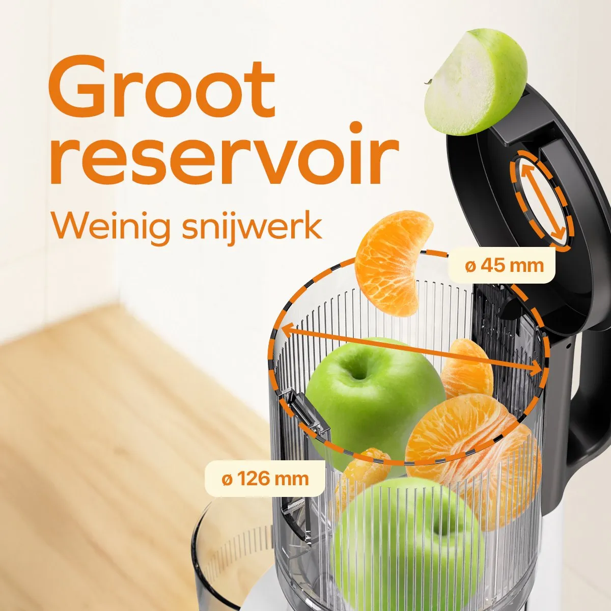 KitchenBrothers KB1004153 Slowjuicer 750ml - 2 Snelheden - Wit
