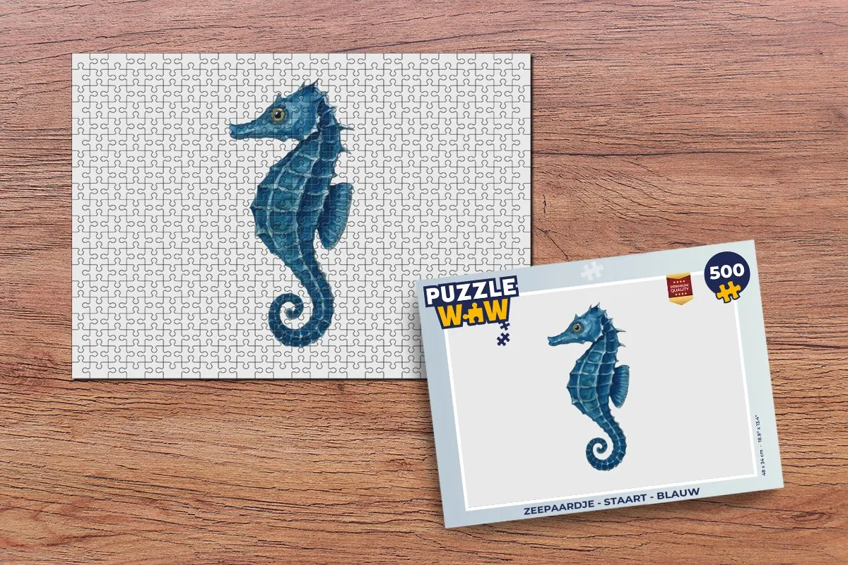 PuzzleWow Zeepaardje Puzzel 500 Stuks - Blauw