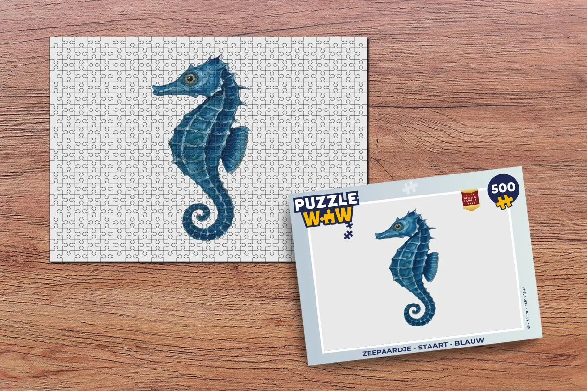PuzzleWow Zeepaardje Puzzel 500 Stuks - Blauw