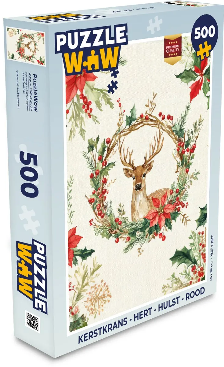 PuzzleWow Kerstkrans Hert Puzzel 500 Stuks