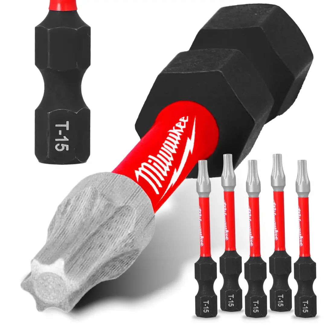 Milwaukee 5x TX15 50mm Impact Bit Magnetisch Torx Schroefbit