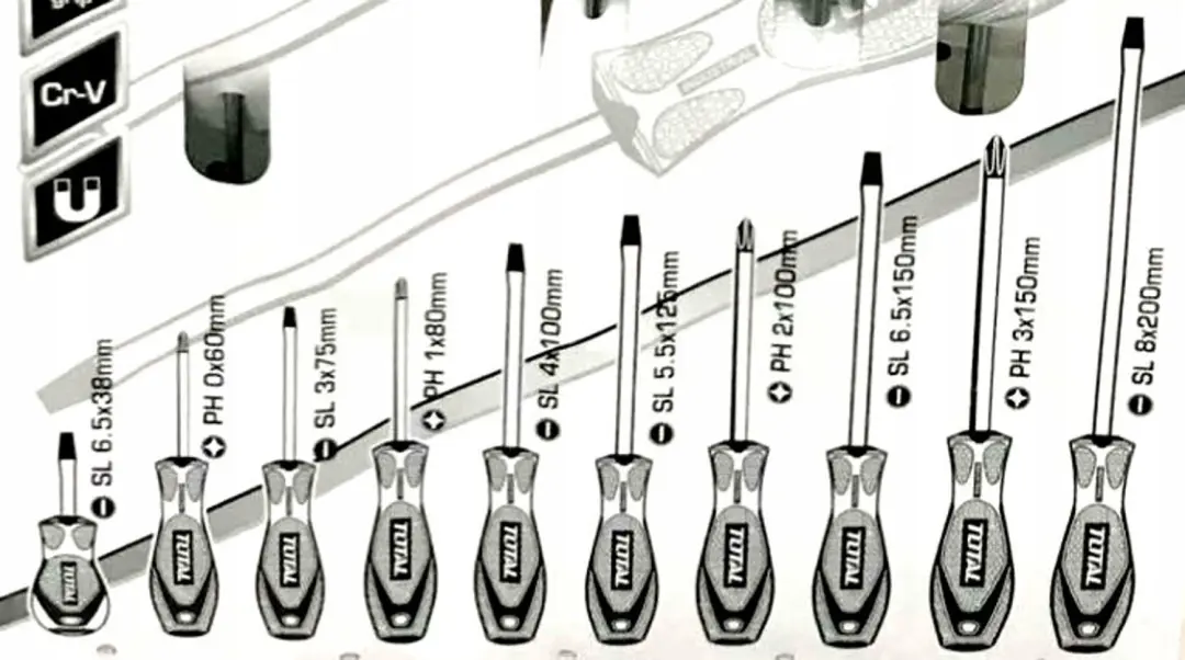 TOTAL Gereedschap: 10-delige Schroevendraaierset Plat & Kruis
