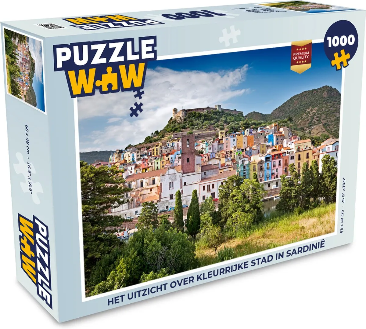 PuzzleWow Kleurrijke Stad in Sardinië Legpuzzel 1000 Stuks