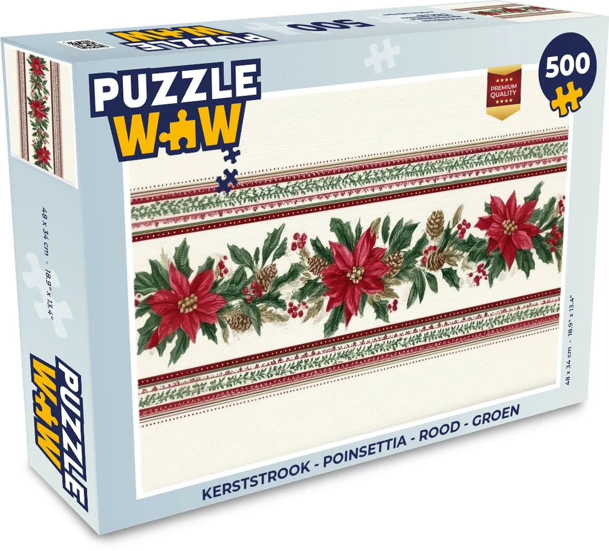 PuzzleWow Kerststrook Poinsettia 500 Stuks