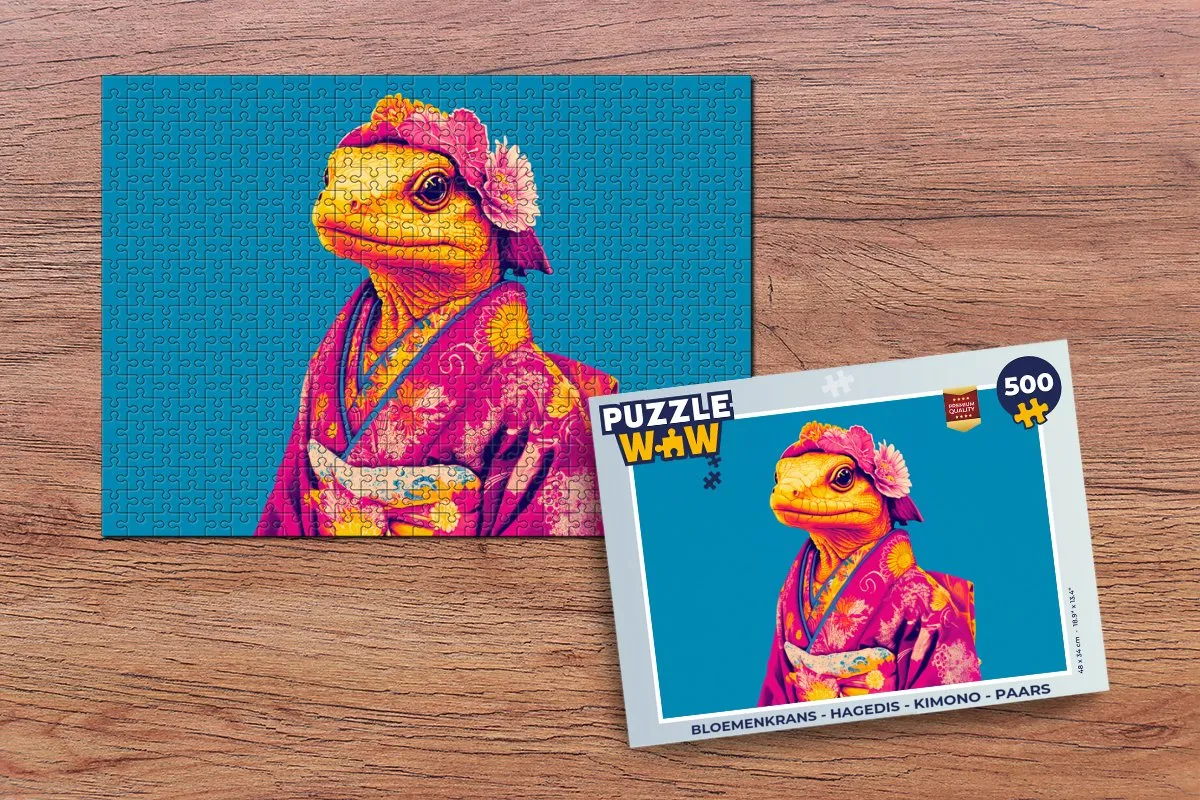 PuzzleWow Bloemenkrans Hagedis Legpuzzel 500 Stuks - Paars