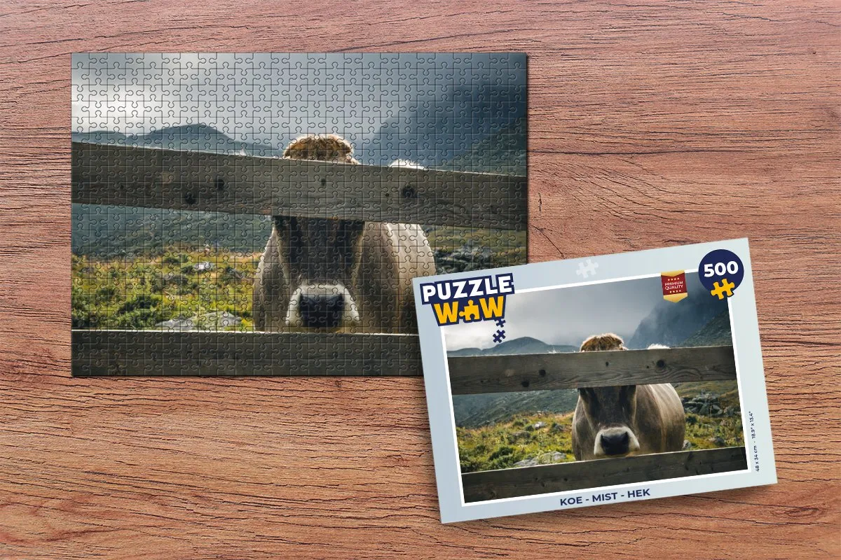 PuzzleWow Koe Mist Hek Legpuzzel 500 Stuks - Multicolor