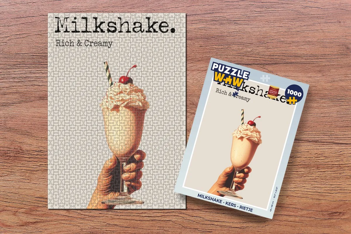 PuzzleWow Milkshake Legpuzzel 1000 Stuks - Kers/Rietje