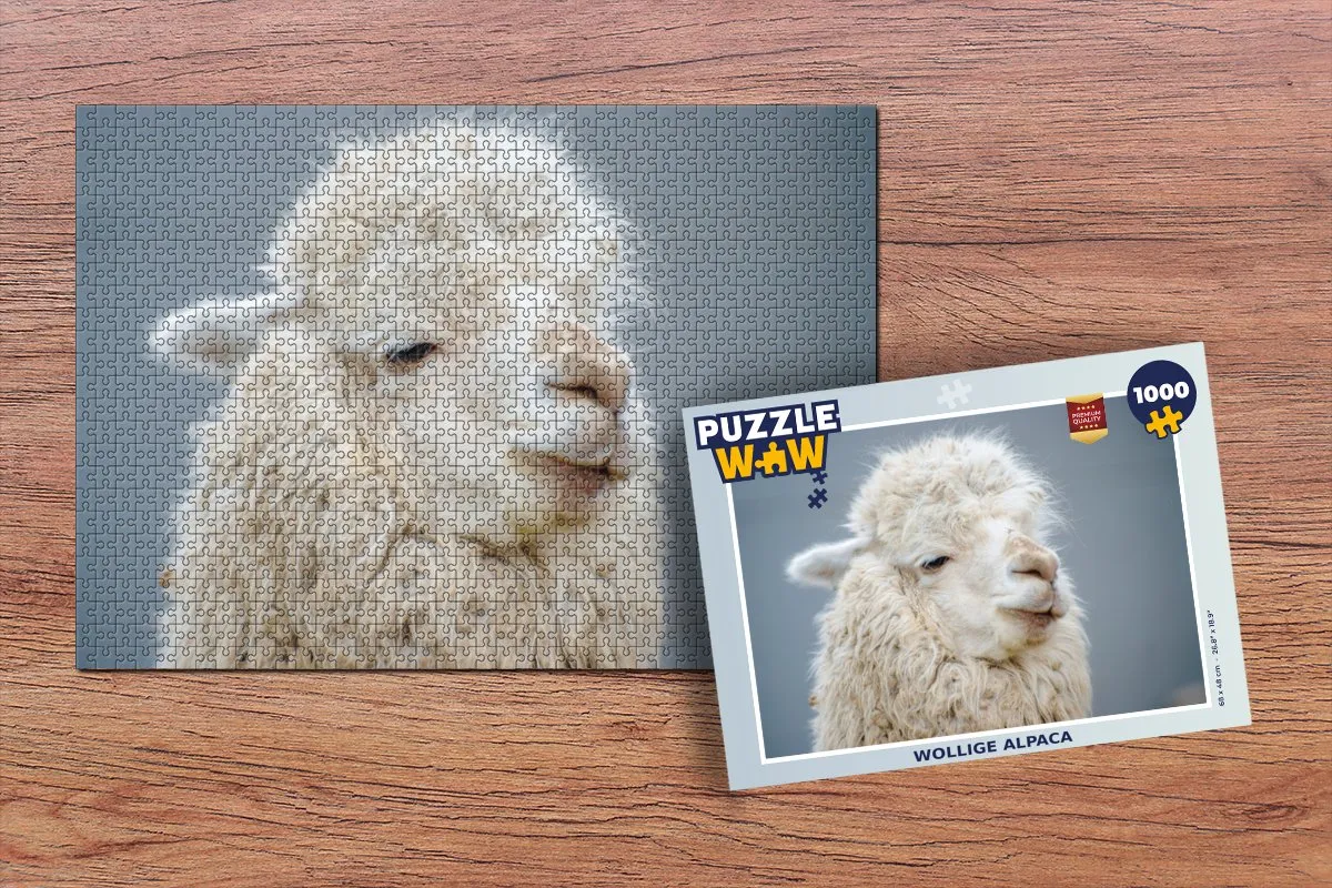 PuzzleWow Alpaca Wol Legpuzzel 1000 Stuks - Wit