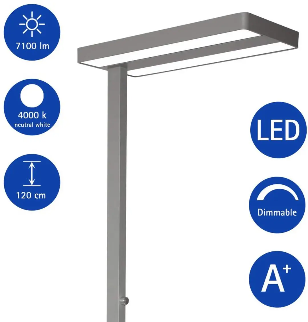 MAUL Javal Bureaulamp LED 34W - Zilver - Dimbaar - afbeelding 3 van 6