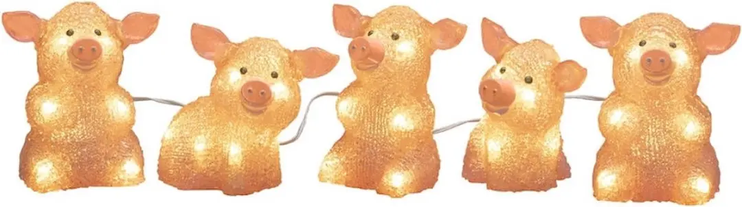 Konstsmide Kerstfiguur Varkentjes 12cm - Multicolor - afbeelding 4 van 4
