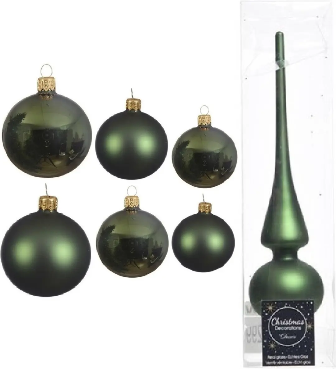 Groot pakket glazen kerstballen donkergroen glans/mat 50x stuks