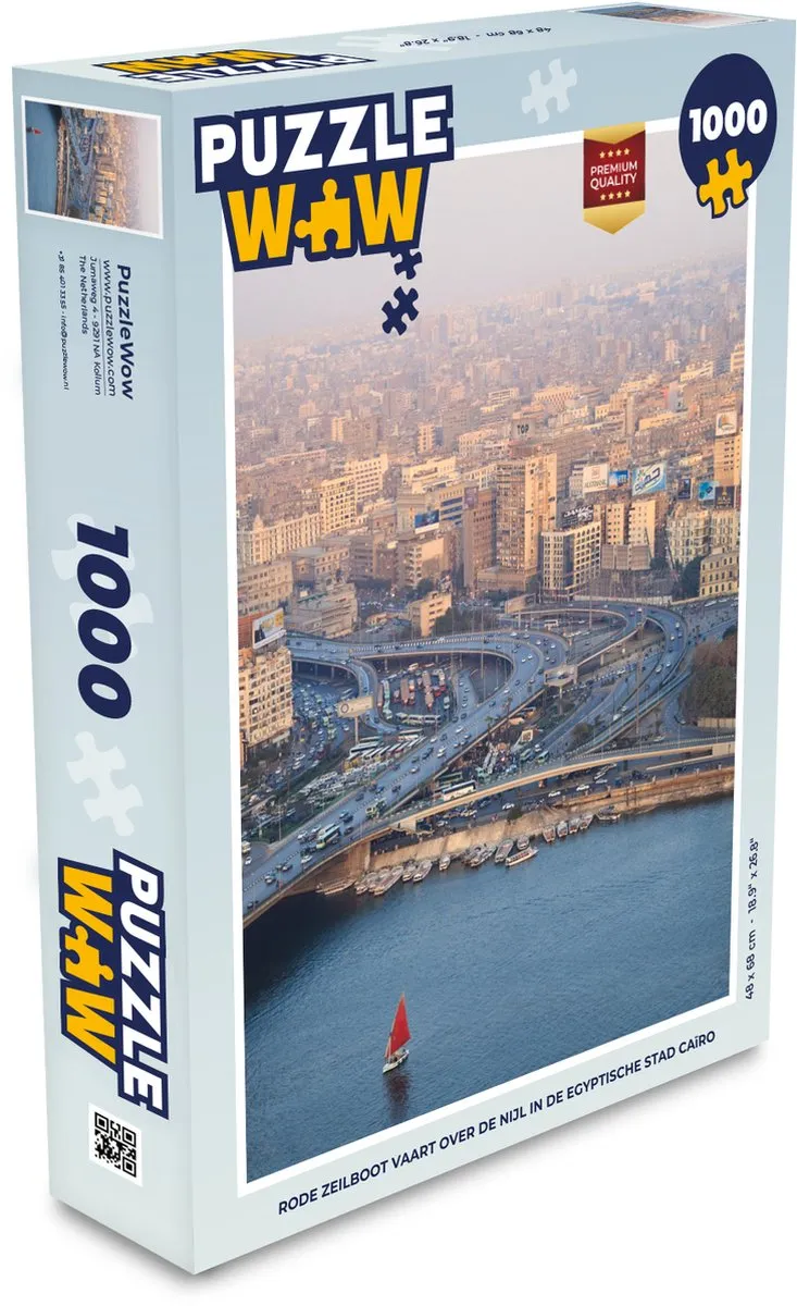 PuzzleWow Legpuzzel Rode zeilboot Caïro 1000 Stuks - Multicolor