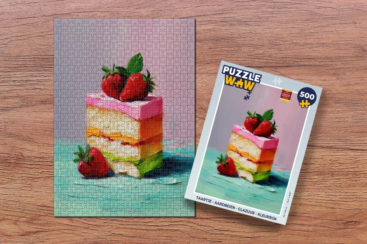 PuzzleWow Taartje Aardbeien Legpuzzel 500 Stuks