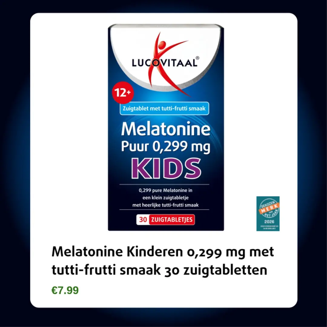 Lucovitaal Melatonine Kinderen 0,299mg Tutti-Frutti 30 Zuigtabletten - afbeelding 6 van 6