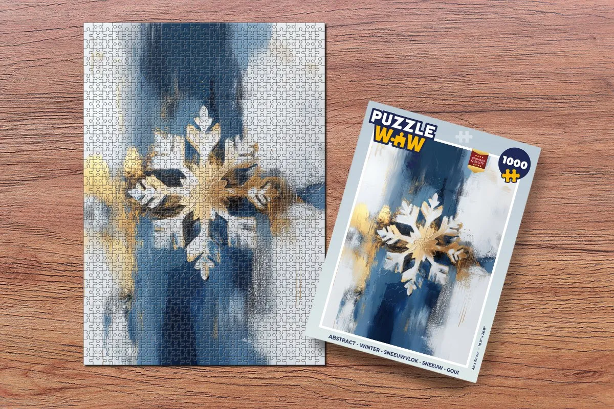 PuzzleWow Abstract Winter Sneeuwvlok Legpuzzel 1000 Stuks - Blauw