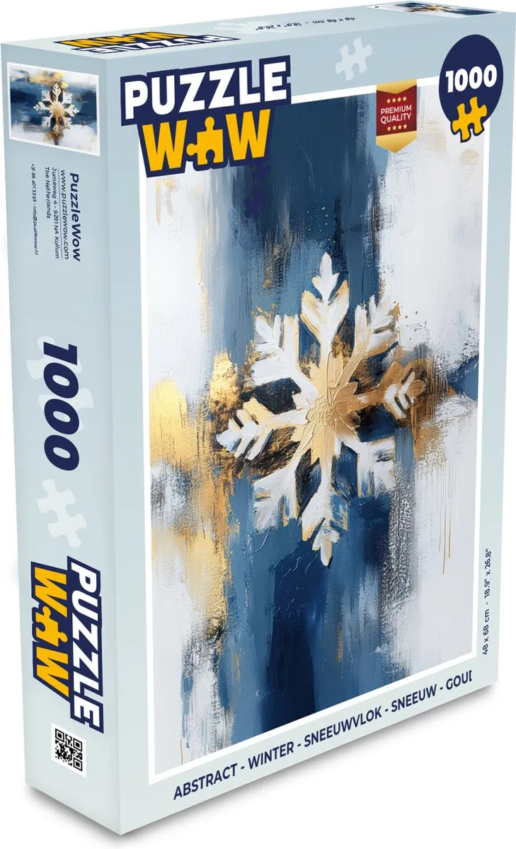 PuzzleWow Abstract Winter Sneeuwvlok Legpuzzel 1000 Stuks - Blauw