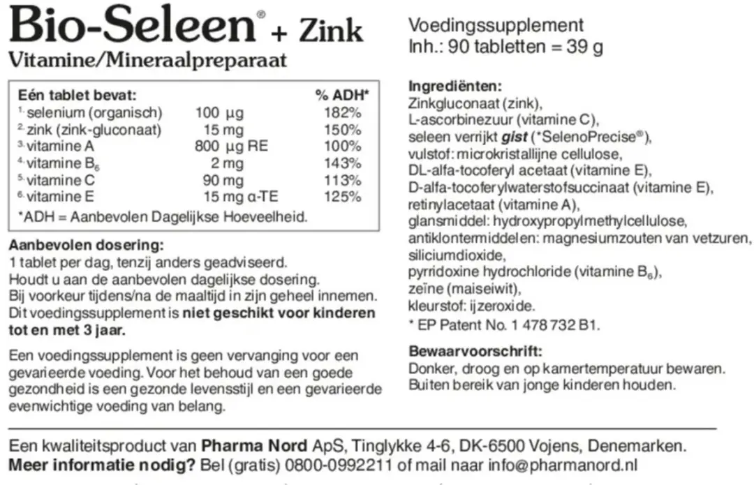 Pharma Nord Bio Seleen & Zink 180 tabletten
