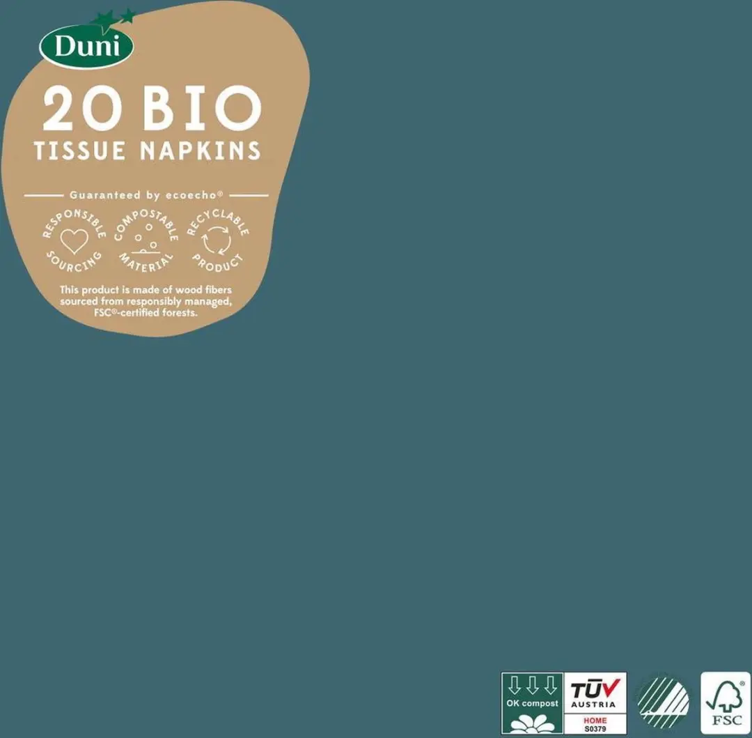 Duni Ocean Teal Servetten 3-laags 33x33cm