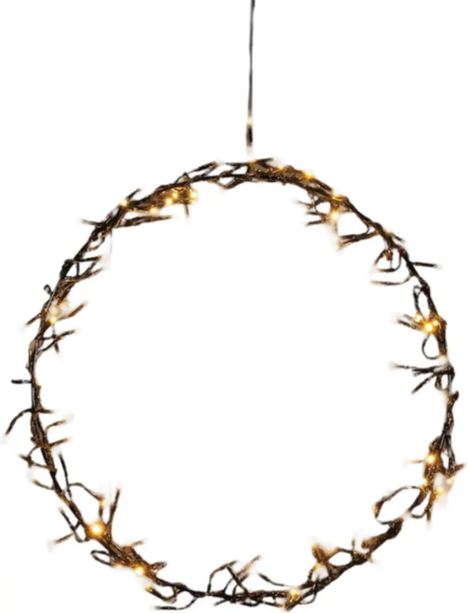 Anna's Collection Krans 120LED IP44 - 36cm - Koel wit - Zwart snoer - afbeelding 2 van 4
