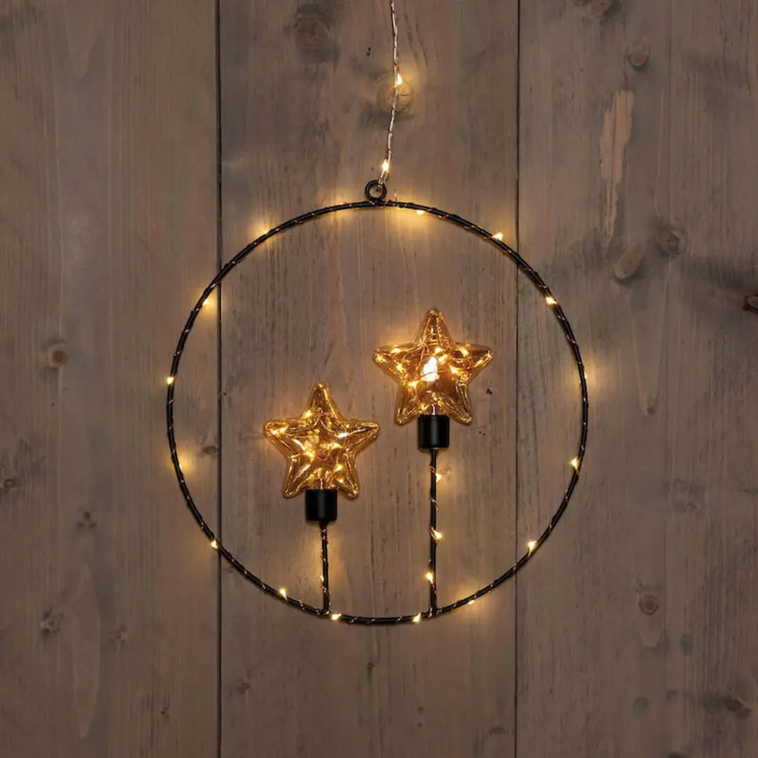 Anna's Collection Cirkel met Sterlampjes 42LED - Multicolor - Op batterij met timer - afbeelding 2 van 2