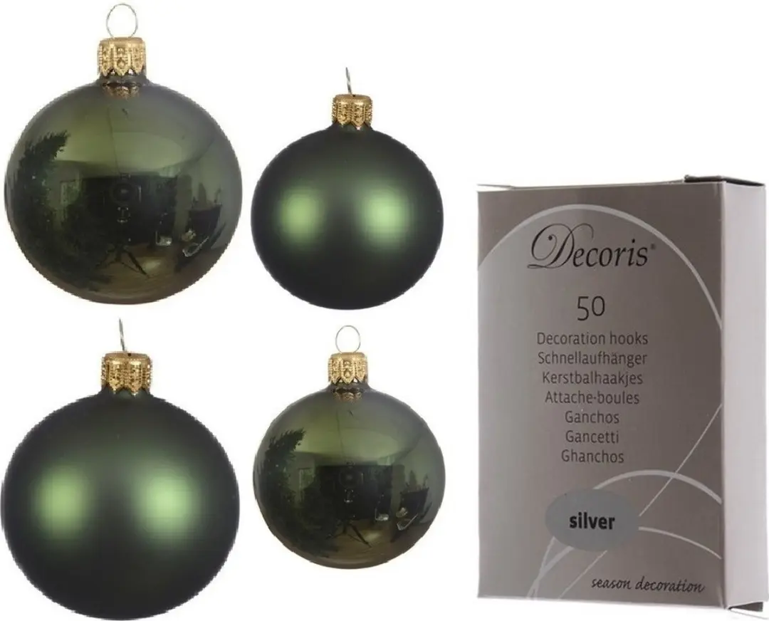 Compleet glazen kerstballen pakket donkergroen glans/mat 38x stuks