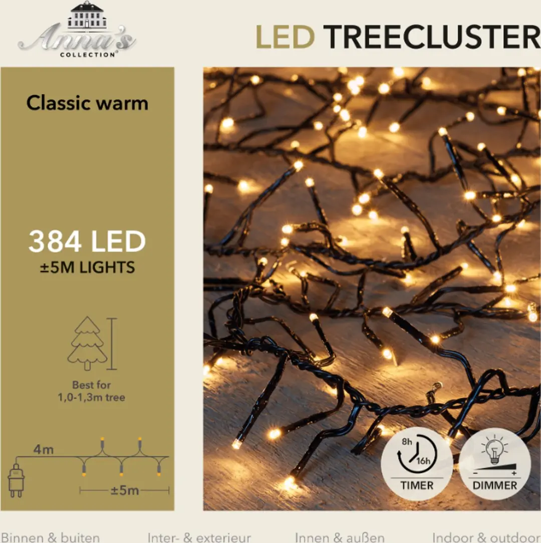 Anna's Collection Kerstverlichting 384 LED Classic Warm 5m - Zwart - afbeelding 3 van 3