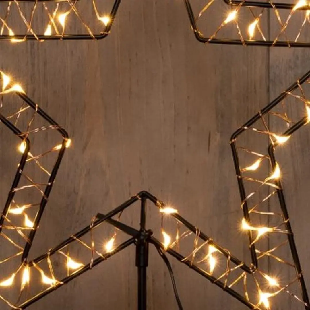 Anna's Collection B.O.T. Outdoor Black Star On Stick 31,5x100cm - 50 LED Multicolor - afbeelding 2 van 2