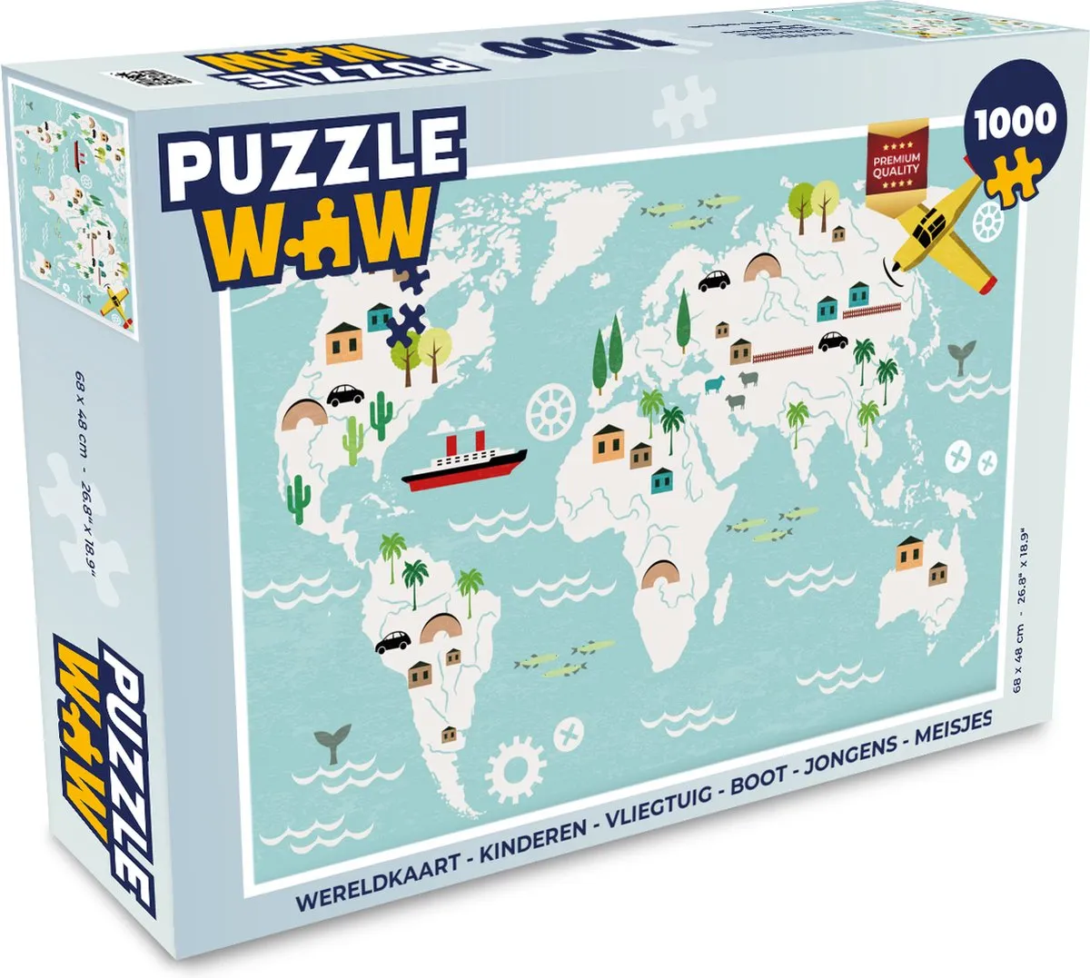 PuzzleWow Wereldkaart Legpuzzel 1000 Stuks - Multicolor