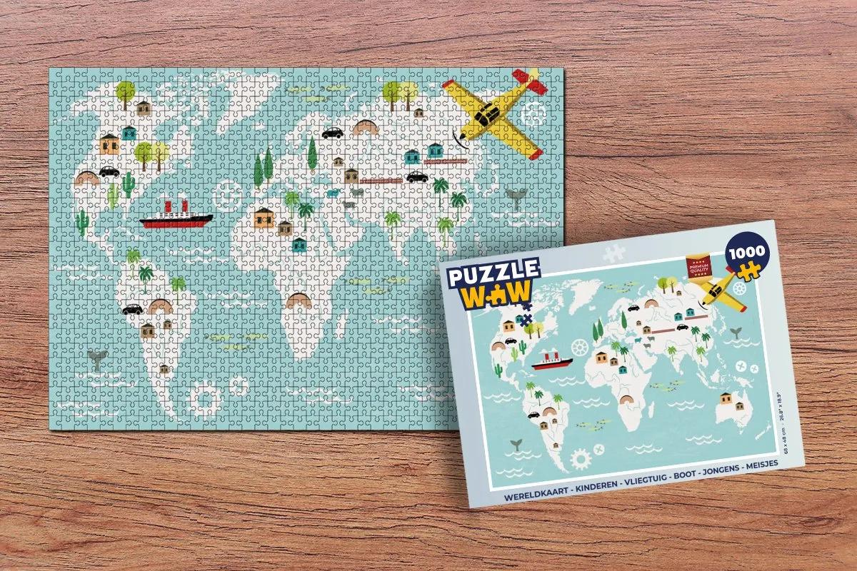 PuzzleWow Wereldkaart Legpuzzel 1000 Stuks - Multicolor