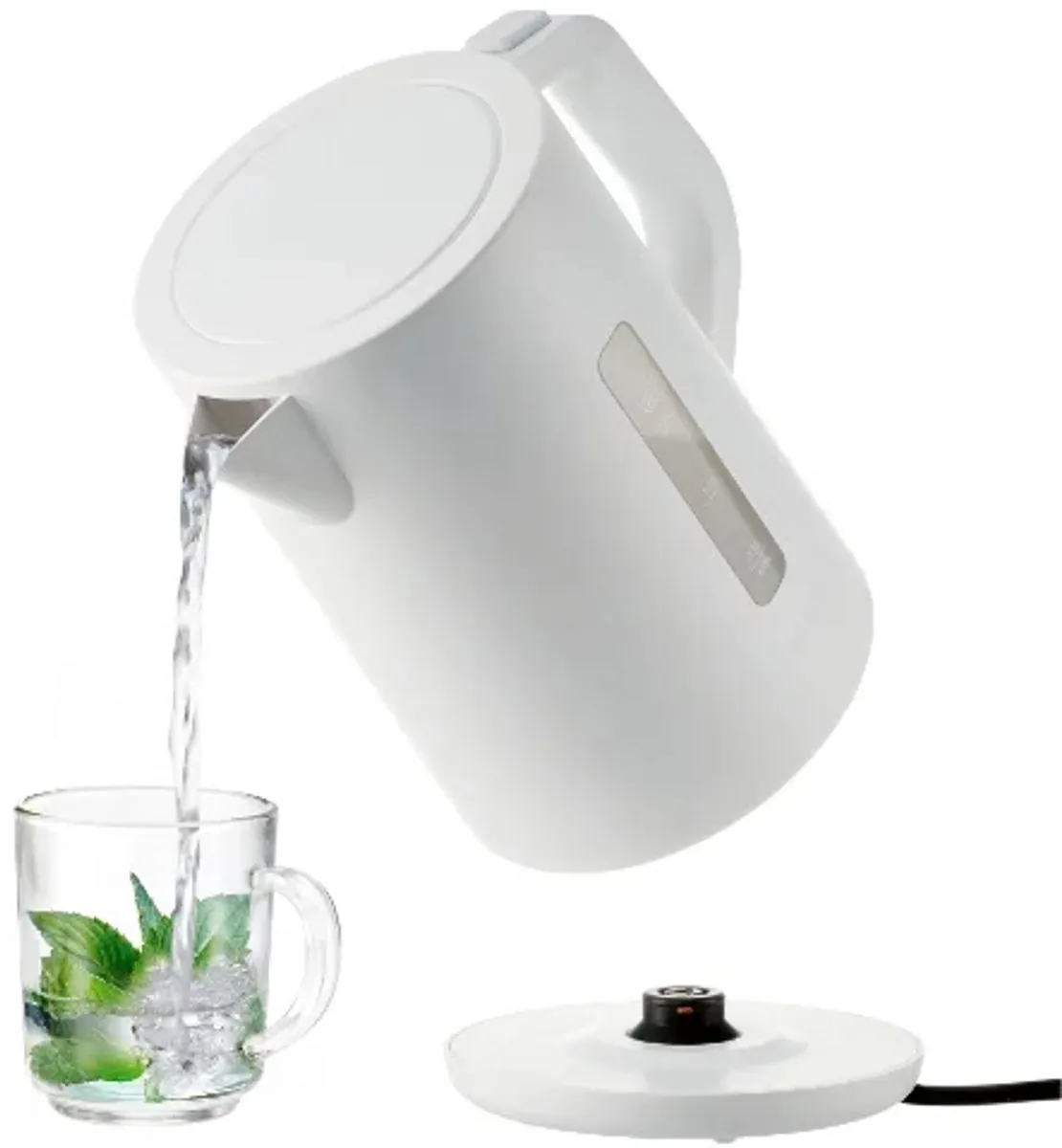 SILVERCREST® Waterkoker 1,7 L - Materiaal: BPA vrij kunststof - Vermogen: 3000 W - 1 l water in ca. 2:37 min. - 360° draaibaar - Uitneembaar en afwasbaar kalkfilter - Waterstandaanwijzing - Wit