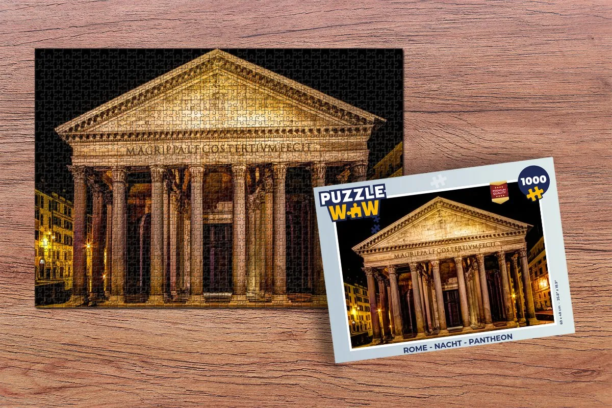 PuzzleWow Rome - Nacht Pantheon Legpuzzel 1000 Stuks - Multicolor