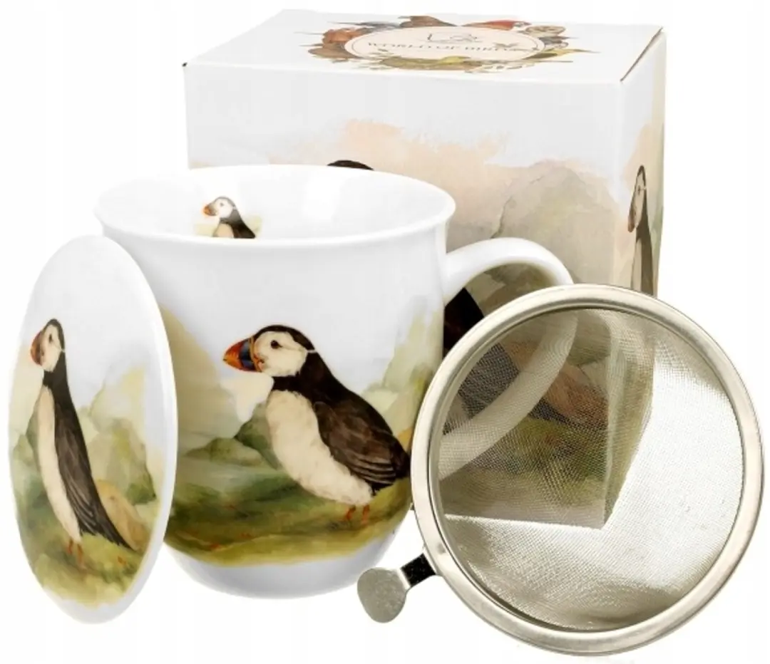 Merkloos Porseleinen Mok met Infuser en Deksel