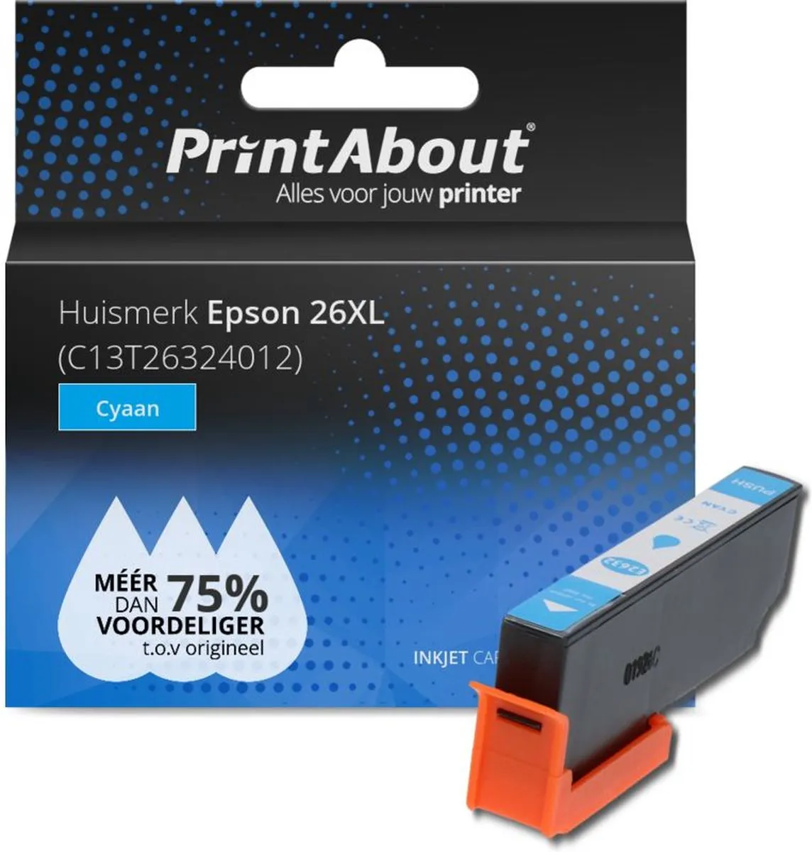 PrintAbout Inktcartridge 26XL Cyaan C13T26324012 - 1100 pagina's - Epson