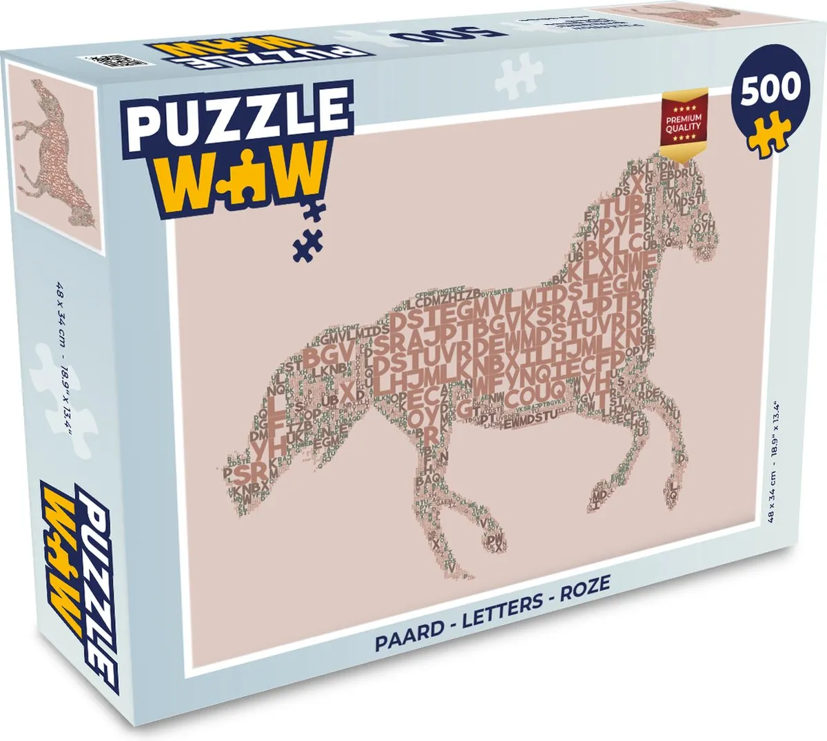 PuzzleWow Paard Letters Puzzel 500 Stuks - Multicolor